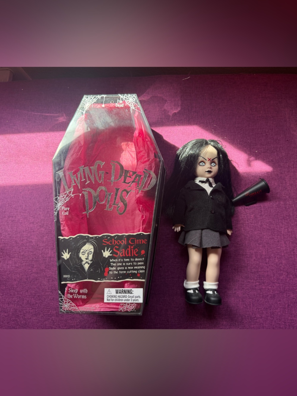 Living Dead Dolls School Time Sadie Doll - Black Hair, Black Outfit